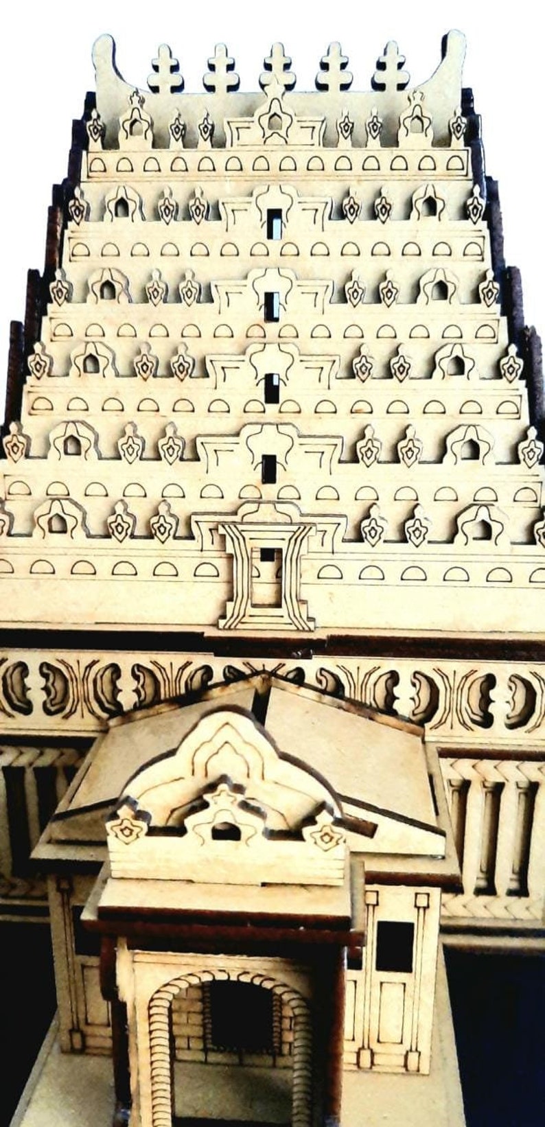 Shri Padmanabhaswamy Temple, Thiruvananthapuram, Kerala , A wooden Handmade replica/Modal of Hindu Temple, A laser cut temple image 4