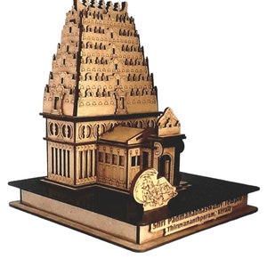 Shri Padmanabhaswamy Temple, Thiruvananthapuram, Kerala , A wooden Handmade replica/Modal of Hindu Temple, A laser cut temple image 3