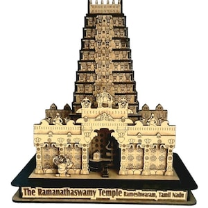 The Ramanathaswamy Temple, A wooden Handmade replica/ Modal of Hindu temple,  A laser cut temple