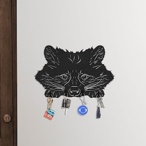 Wooden Racoon Key Holder, Wooden Key Holder, Gift for Pet Lover, Christmas Gift, Wooden Key Holder, MDF Key Holder, Wooden Key Organizer