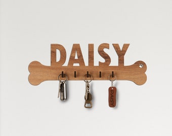 Wood Keey Holder, Gift for Pet Lover, Custom Key Holder, Personalized Gift, Wall Key Holder, Pet Name Key Holder, Personalized Key Holder