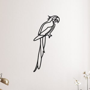 Wood Parrot Wall Decor, House Decor, Bird Wall Art, Parrot Wall Art, Gift for Her, Line Art Parrot Sign, Wood Parrot Wall Art, Parrot Art