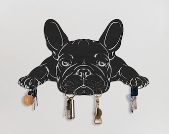 Wooden Keey Holder, Gift for Her, French Bulldog Key Holder, Christmas Gift, Wall Key Holder, Wooden Key Organiser, Frenchies Key Holder