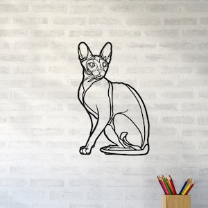 Sphynx Cat Wall Art, Wooden Cat Wall Art, Gift for Her, Wooden Cat Wall Decor, Wooden Wall Art, Wall Decoration, Sphynx Cat Wall Hanging