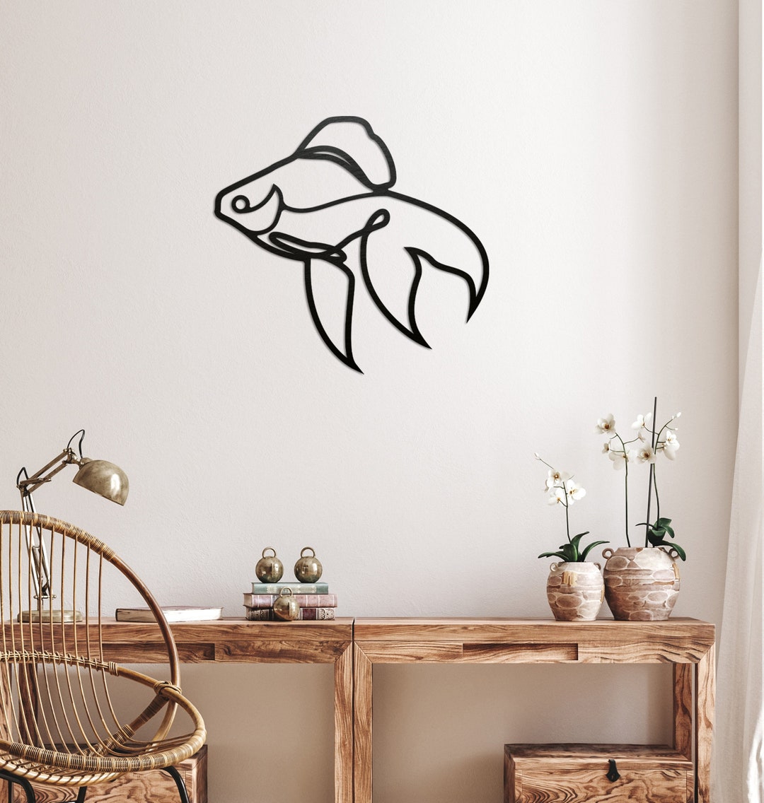 Minimalist Fish Wall Decor Goldfish Wall Art Laser Cut Wall Etsy