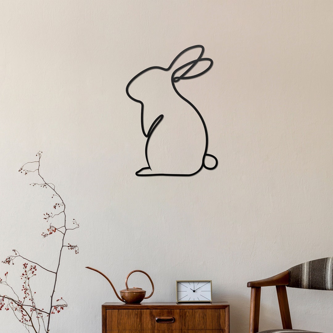 Wooden Rabbit Wall Decor, Wooden Bunny Decoration, Wooden Rabbit Wall