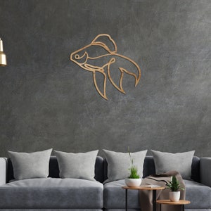 Minimalist Fish Wall Decor, Goldfish Wall Art, Laser Cut Wall Art ... - Goldfish Wall Hangings For Office Space