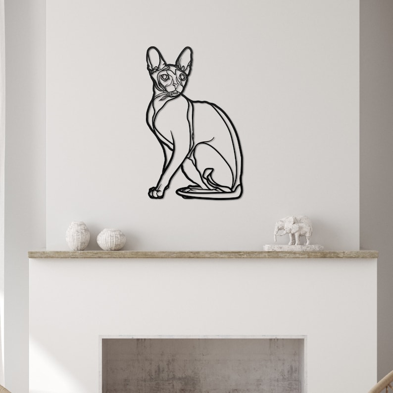 Sphynx Cat Wall Art Wooden Cat Wall Art Gift for Her Wooden Etsy