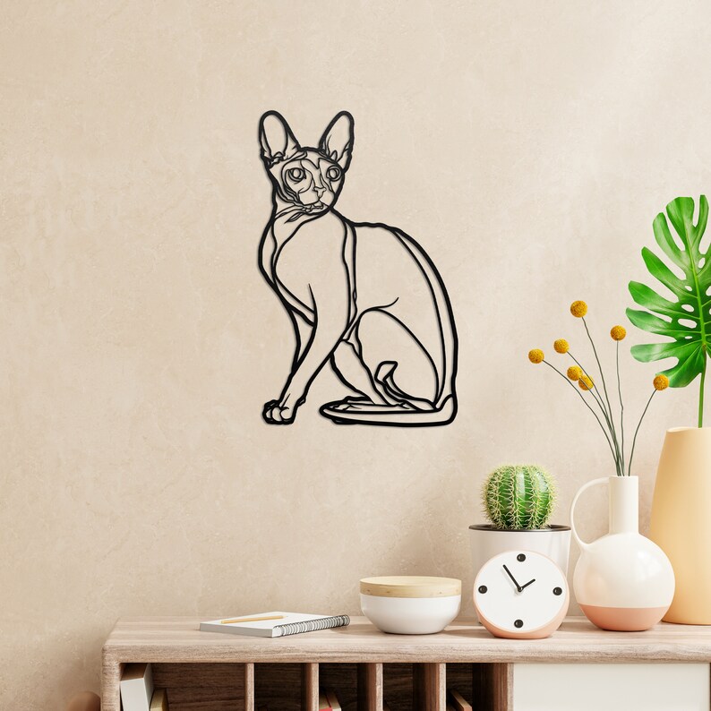 Sphynx Cat Wall Art Wooden Cat Wall Art Gift for Her Wooden Etsy