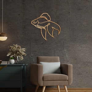Picture of Minimalist Fish Wall Decor, Goldfish Wall Art, Laser Cut Wall Art ...