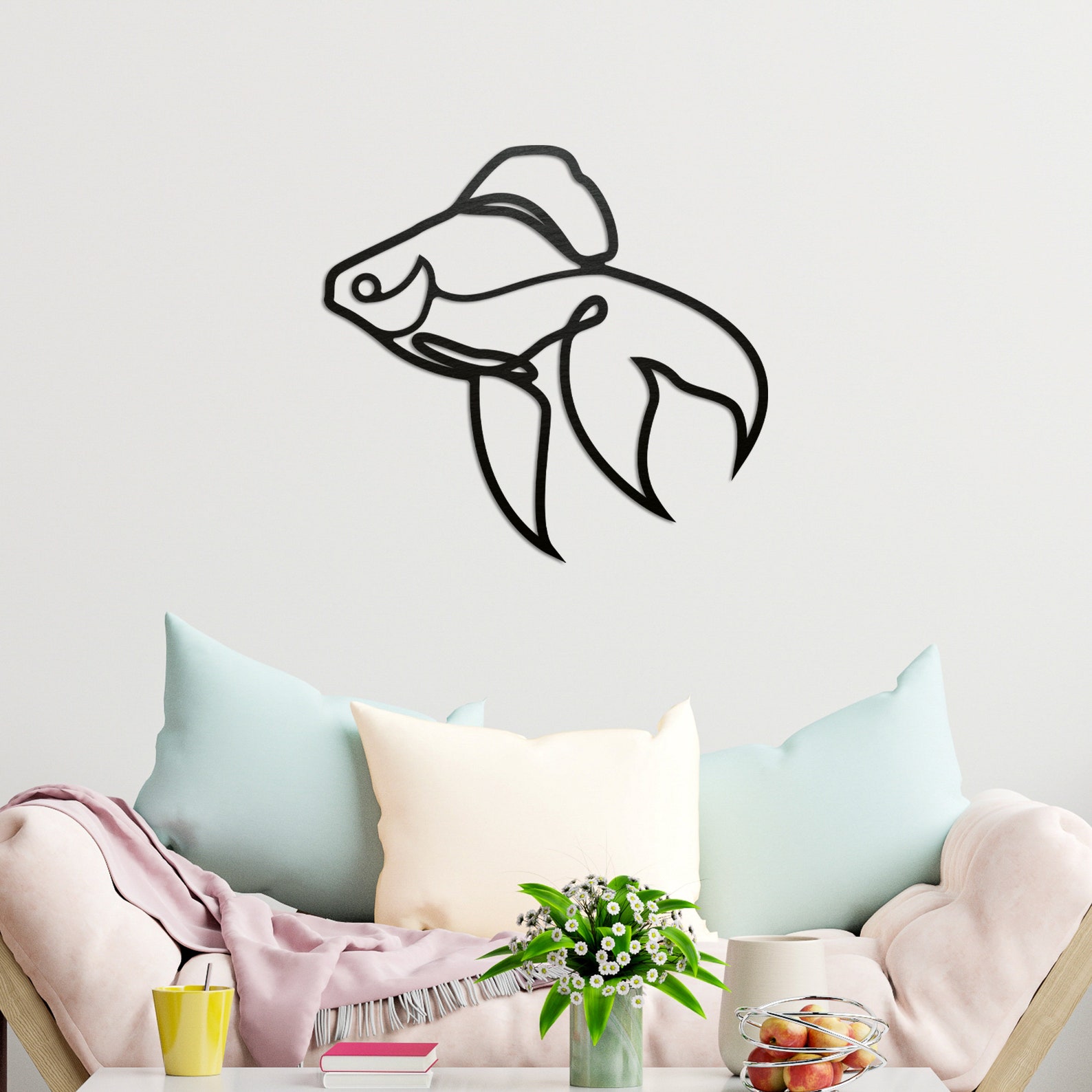 Minimalist Fish Wall Decor Goldfish Wall Art Laser Cut Wall Etsy