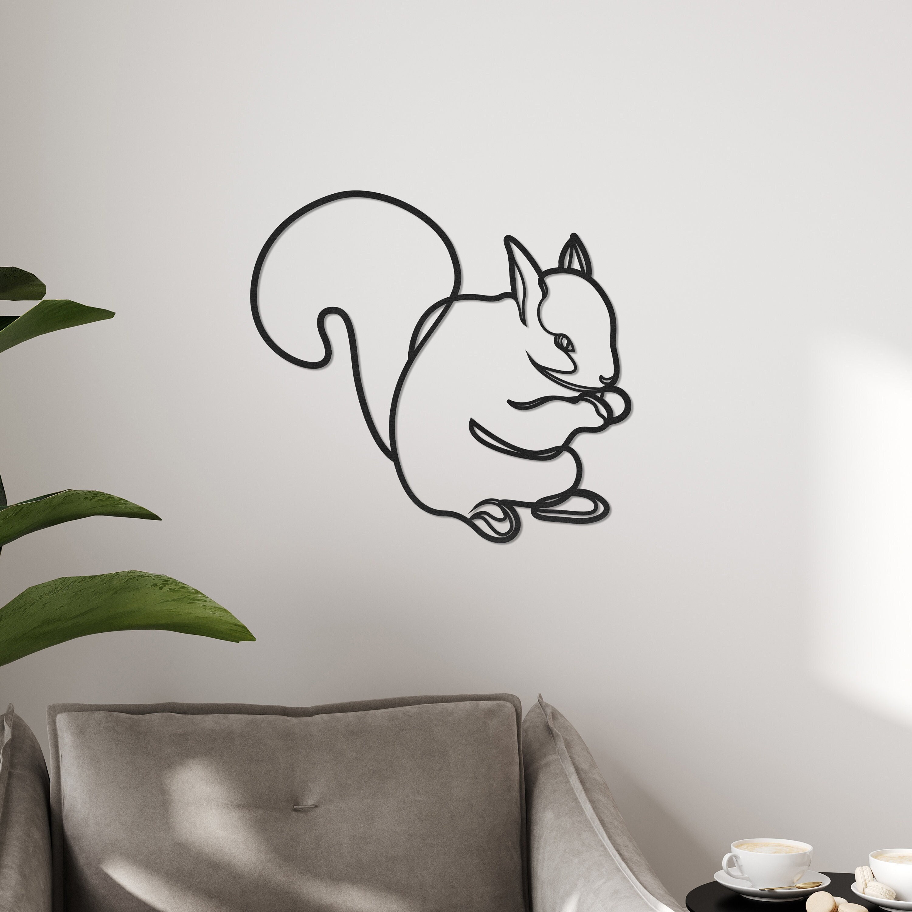 Wooden Squirrel Wall Decor, Squirrel Decoration, Wooden Squirrel Wall Hanging , Mdf Wall Art, Nursery Wall Decor, Minimalist Squirrel Sign