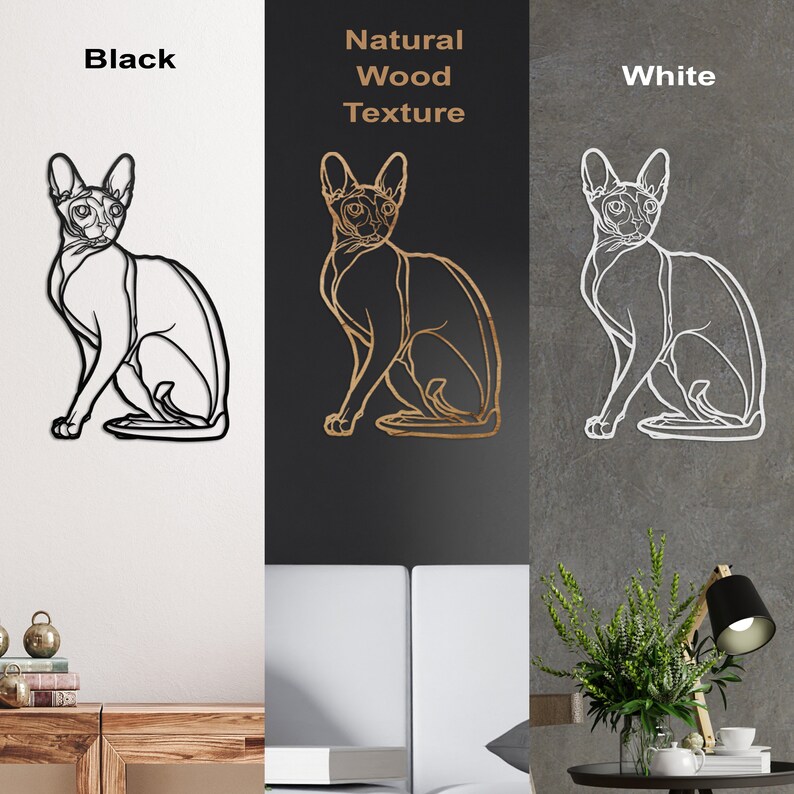 Sphynx Cat Wall Art Wooden Cat Wall Art Gift for Her Wooden Etsy