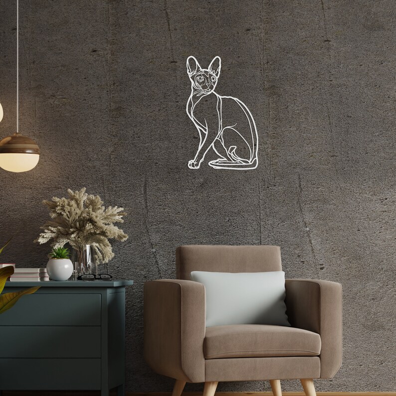 Sphynx Cat Wall Art Wooden Cat Wall Art Gift for Her Wooden Etsy