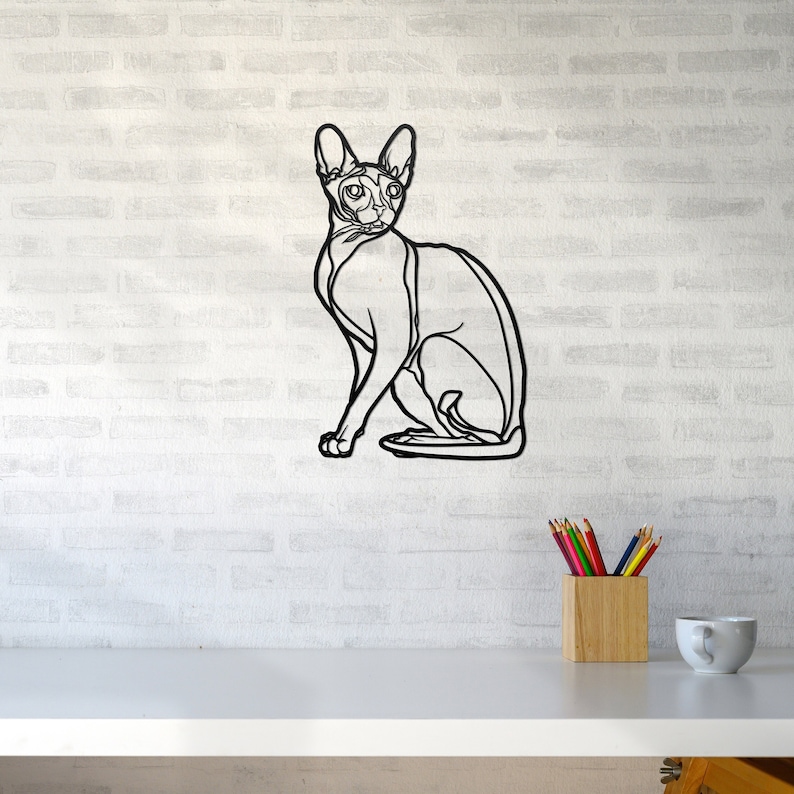 Sphynx Cat Wall Art Wooden Cat Wall Art Gift for Her Wooden Etsy