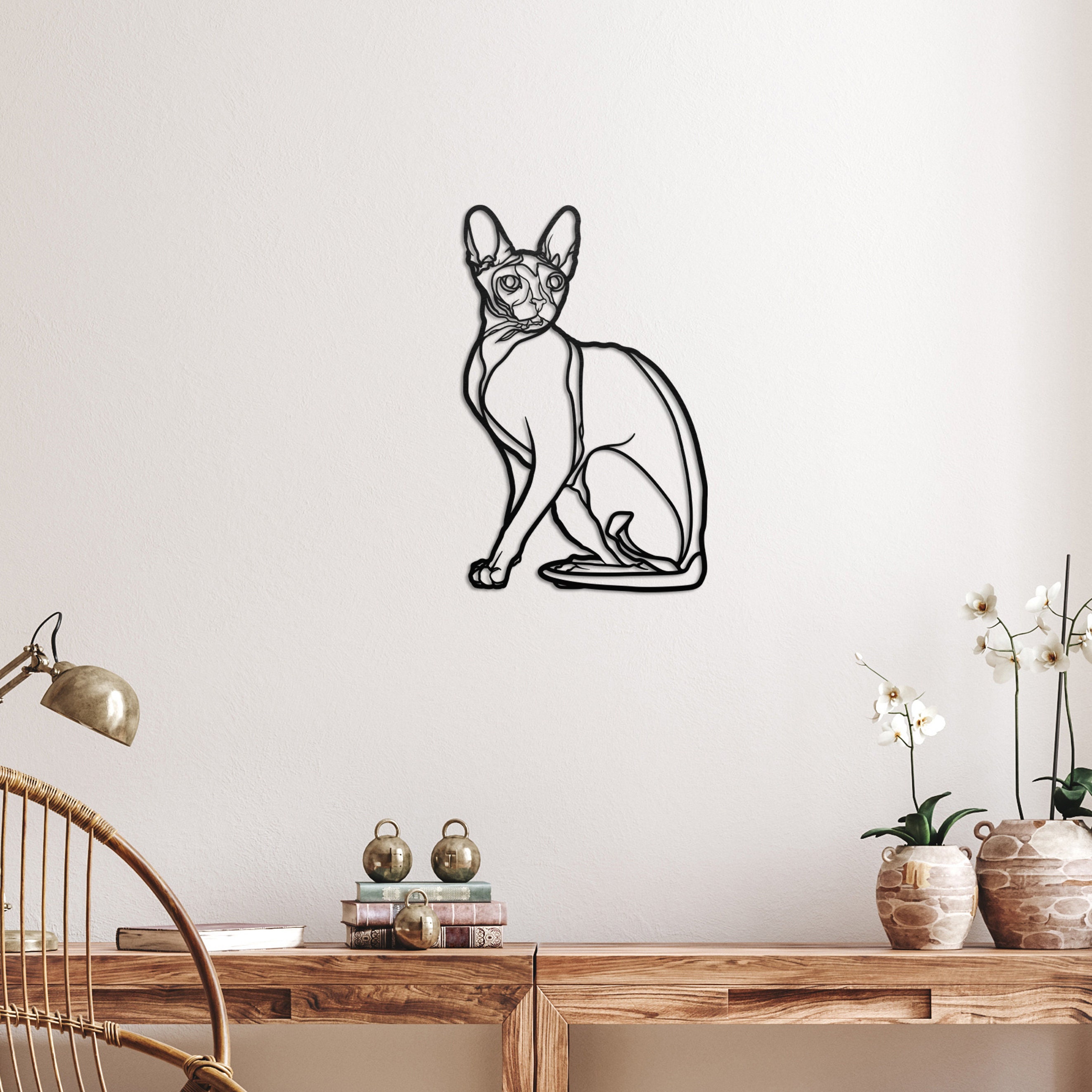 Sphynx Cat Wall Art Wooden Cat Wall Art Gift for Her Wooden Etsy