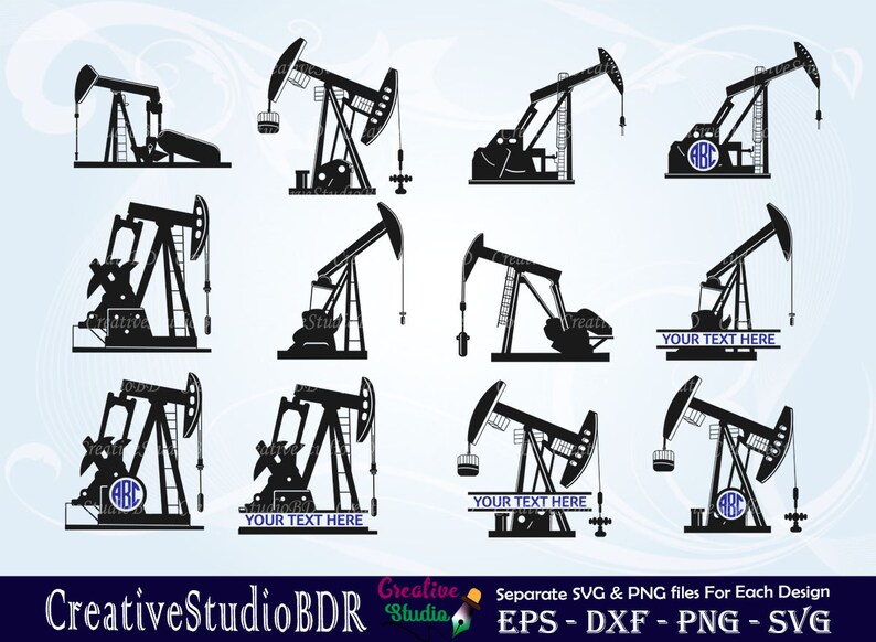 Oil Pumpjack SVG Bundle, Oil Derrick Svg, Oil Pump Svg, Oil Rig Svg
