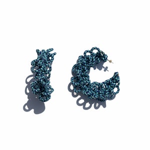 BLUE MARINE FLOWER hoop earrings image 4