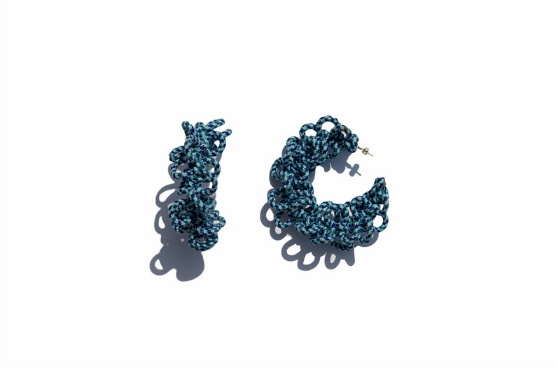 BLUE MARINE FLOWER hoop earrings image 4