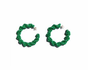GREEN SPIRAL hoop earrings
