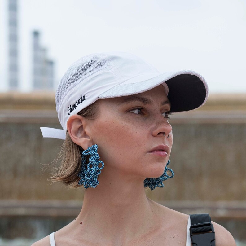 BLUE MARINE FLOWER hoop earrings image 5