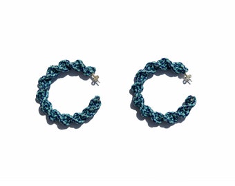 BLUE MARINE SPIRAL hoop earrings