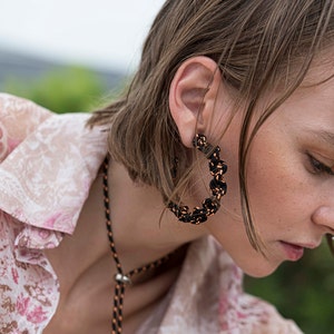 BLACK ORANGE SPIRAL hoop earrings image 1