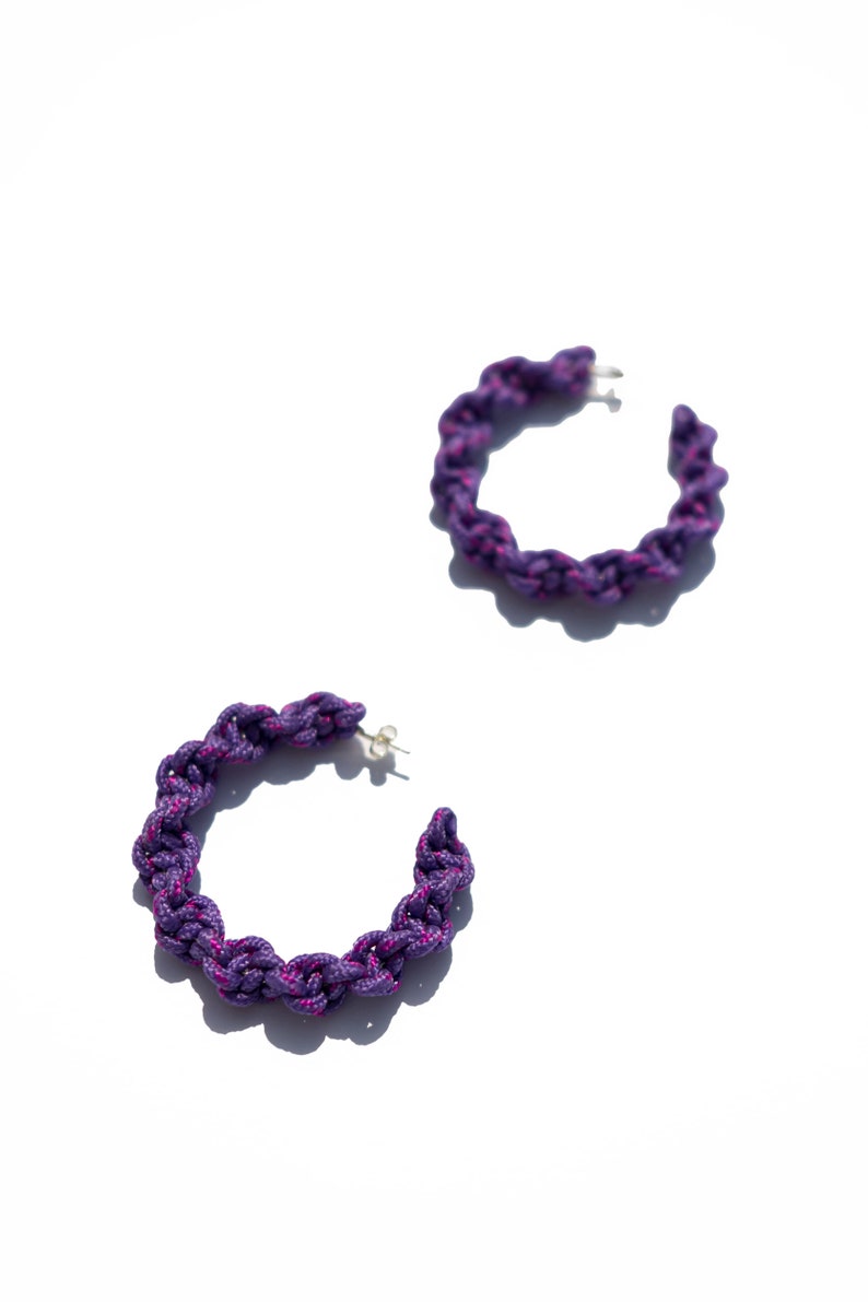 PURPLE SPIRAL hoop earrings image 3