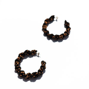 BLACK ORANGE SPIRAL hoop earrings image 3