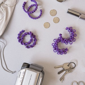 PURPLE SPIRAL hoop earrings image 6