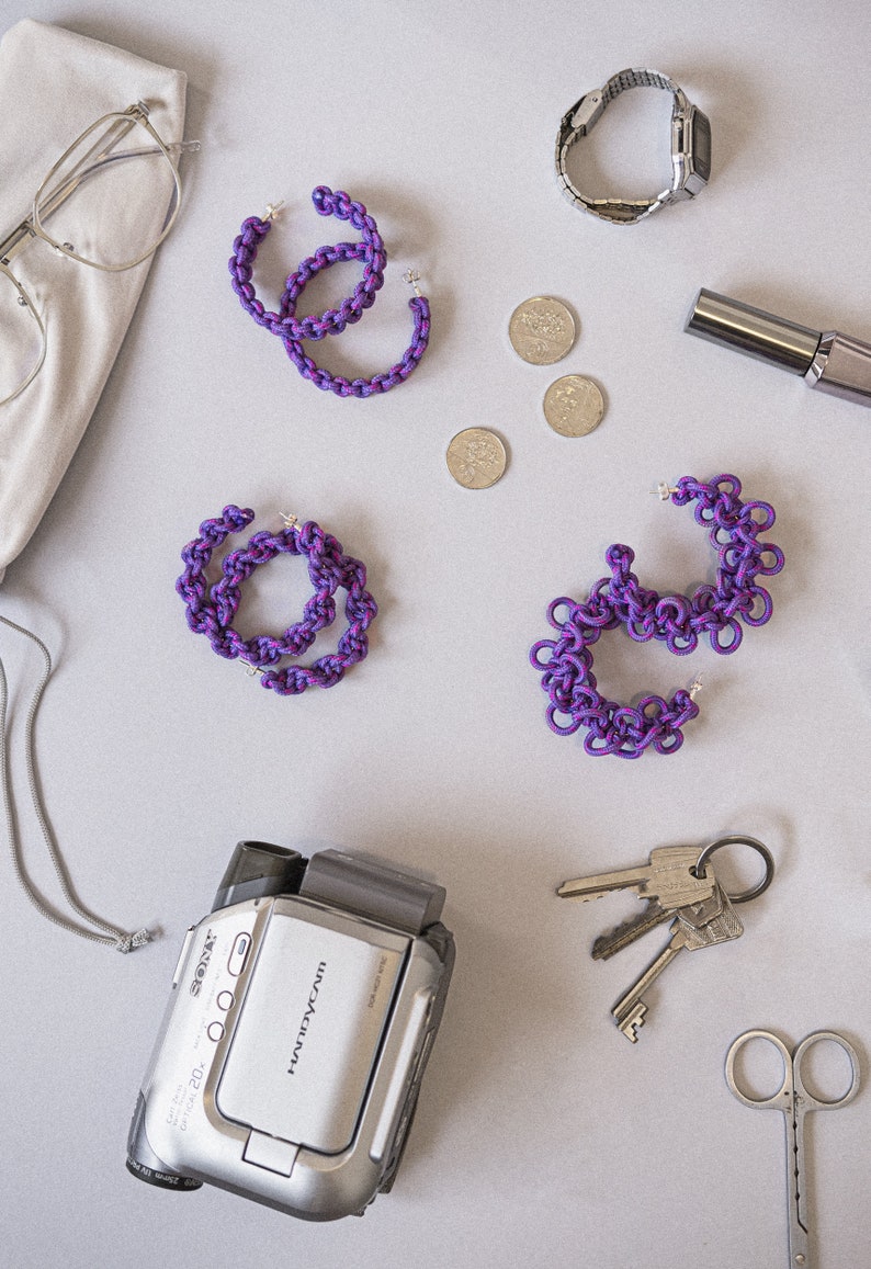 PURPLE SPIRAL hoop earrings image 6