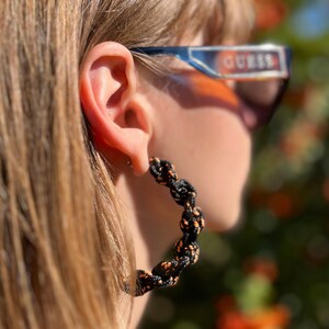 BLACK ORANGE SPIRAL hoop earrings image 6