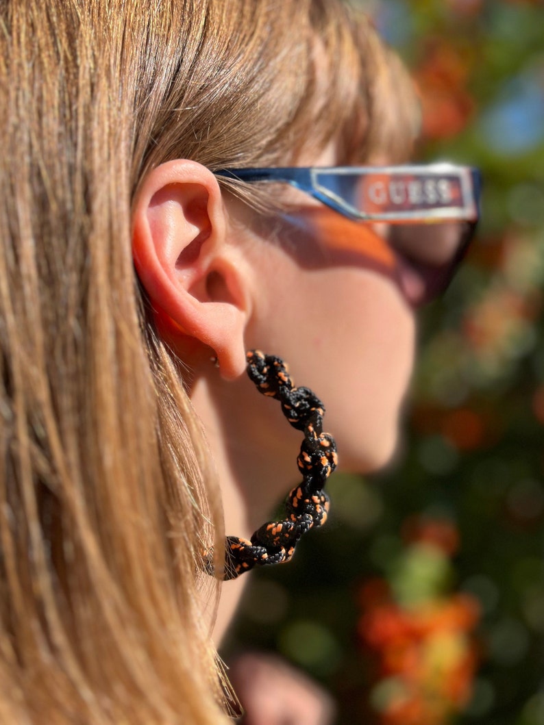 BLACK ORANGE SPIRAL hoop earrings image 6