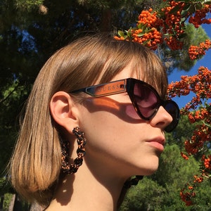 BLACK ORANGE SPIRAL hoop earrings image 5