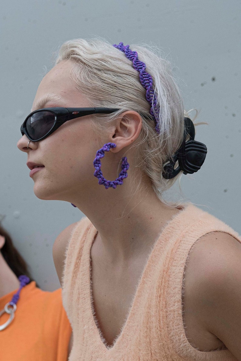 PURPLE SPIRAL hoop earrings image 5