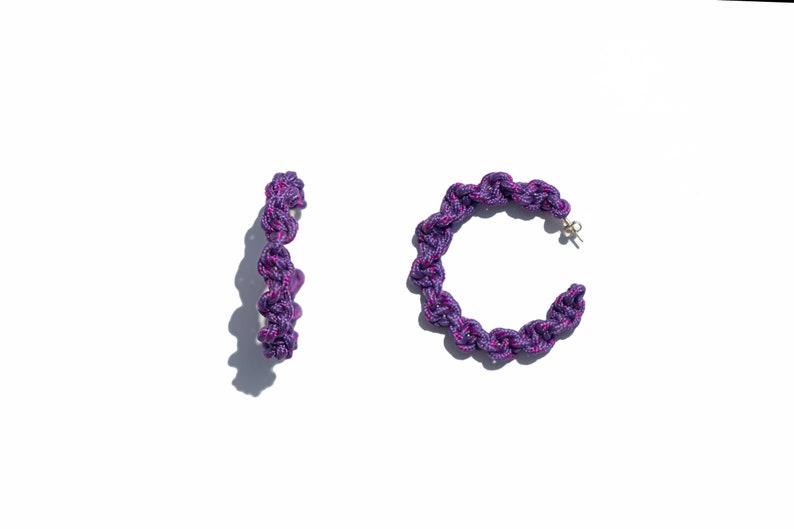 PURPLE SPIRAL hoop earrings image 4