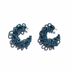 BLUE MARINE FLOWER hoop earrings image 2