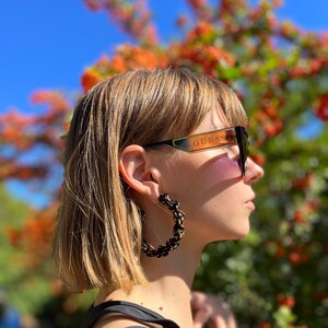 BLACK ORANGE SPIRAL hoop earrings image 7