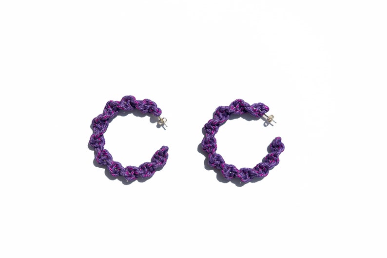 PURPLE SPIRAL hoop earrings image 2