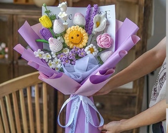 Crochet sunflower bouquet,Handmade flowers bouquet,crochet flower bouquet,bouquet for friend,valentine’s day and mother day,handmade,Lovely