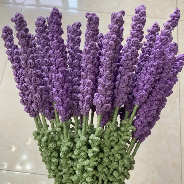 Lavender Flower/Hand hook Bouquet/ House Plant Garden/ Home Decor/ Floral Arrangements/ Fake Plant/Mother's Day gift