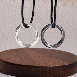 925 Sterling Silver Mobius Pendant for Man, Silver Twist Pendant Necklace, Mobius Rings, Oxidized Mobius Pendant, Valentine&#39;s Day Gift
