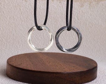 925 Sterling Silver Mobius Pendant for Man, Silver Twist Pendant Necklace, Mobius Rings, Oxidized Mobius Pendant, Valentine's Day Gift