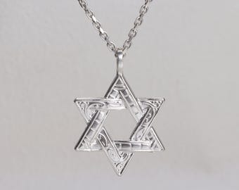 Collar de estrella de David de plata esterlina, colgante religioso judío