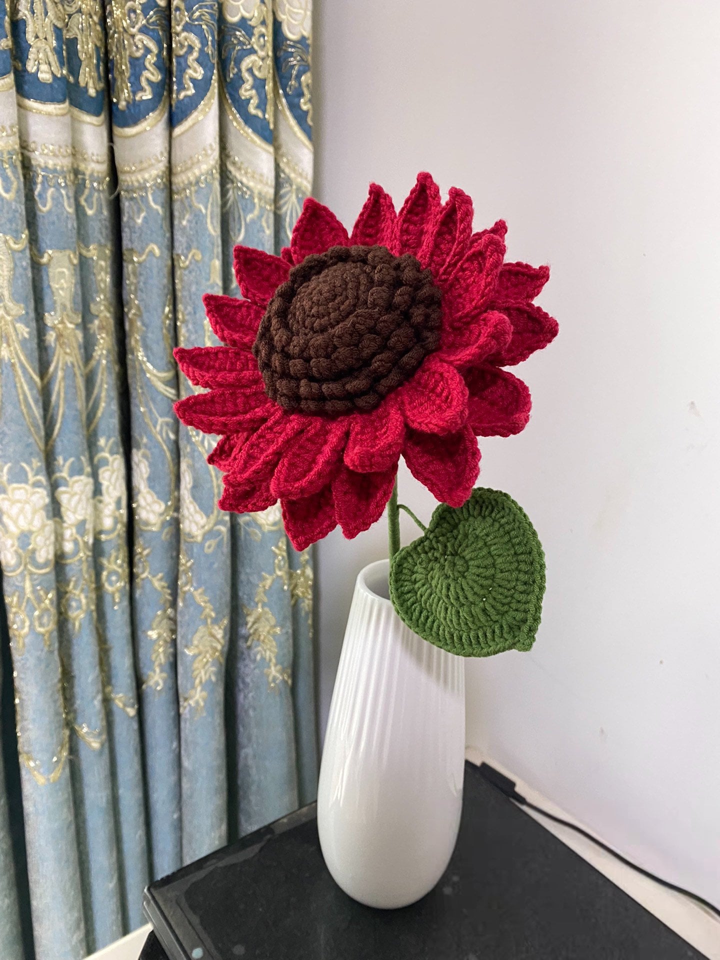 Red Crochet Sunflower / Crochet Flowers / Knit Sunflower / Knit Flowers
