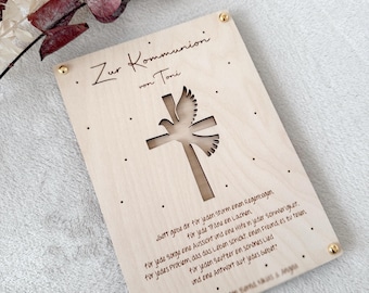 Carte en bois | Don d'argent | Communion