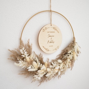 Door wreath "Wedding" personalized with dried flowers