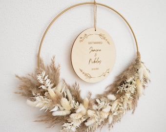 Door wreath "Wedding" personalized with dried flowers