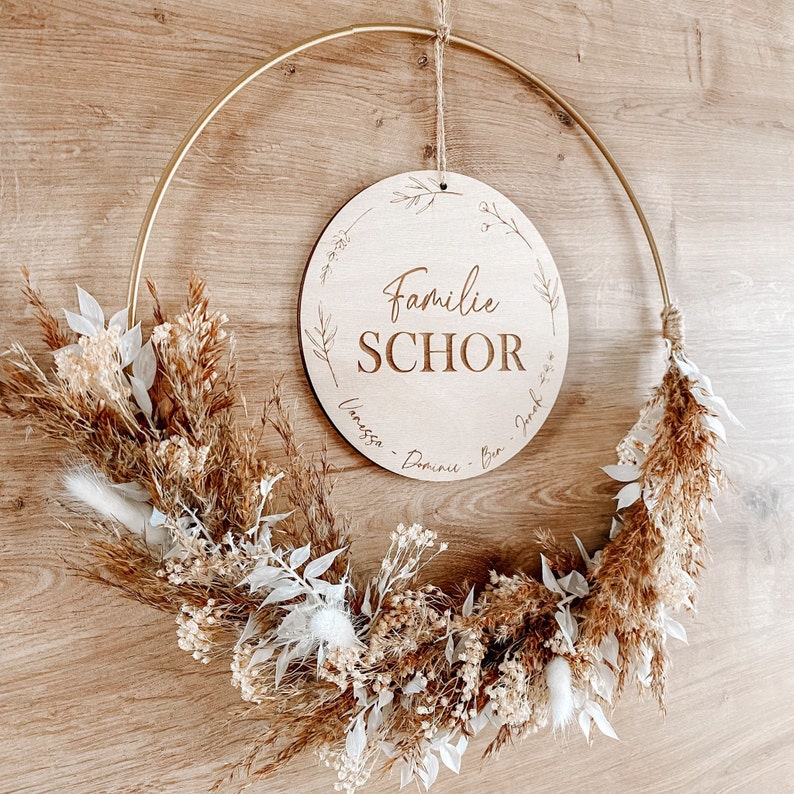 Türkranz Familie personalisiert mit Trockenblumen Etsy.de