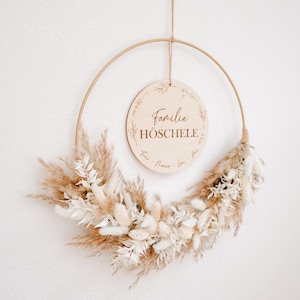 Corona de puerta "Familia" personalizada con flores secas